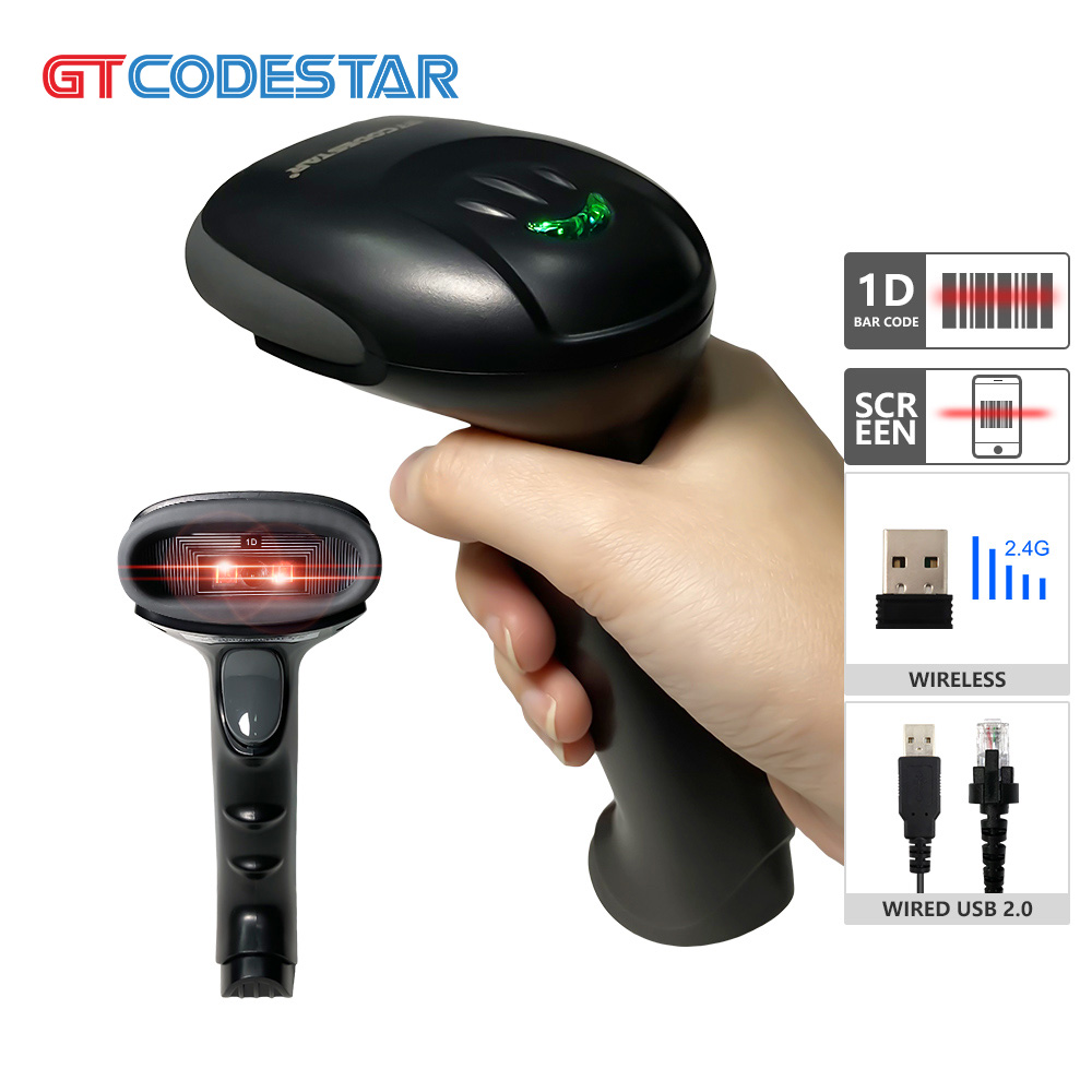 Barcode Scanner Wireless - GTCODESTAR Yüksek Hassasiyetli 1D CCD Kablosuz