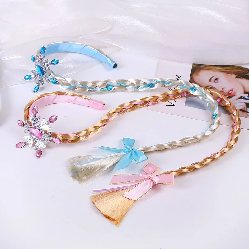 Elsa Gadget - Dondurulmuş Peruk Örgü Prenses Hairband Kız